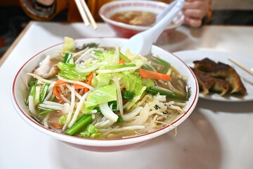Travel to Japan. Local Chinese restaurant food Japan. At local Chinese restaurants in Japan, you can eat a variety of delicious dishes, including noodles, at low prices.