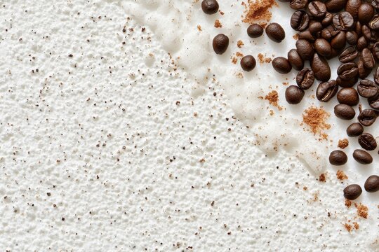 Close up of a white scrub featuring organic texture and coffee exfoliants