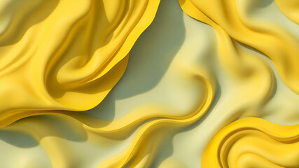 Flowing forms in desaturated sunflower yellow and cool stone blue, with delicate shadows adding depth while maintaining a calm mood