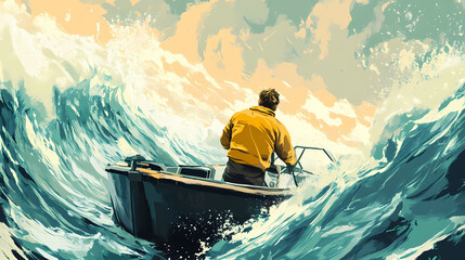 Big date sea, man can not cope with abundance of information in environment. Mariner. Illustration