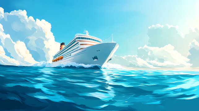 Embark on a cyber cruise to new horizons, where adventure and relaxation meet with copy space for impact. Mariner. Illustration