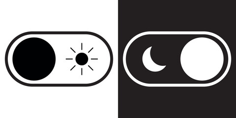 Vector design sliding button day mode and night mode. Concept: Mode day, Mode night, ux, ui, button, interface.