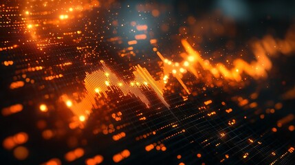 Fototapeta premium Abstract Digital Data Visualization Showing Orange Glowing Lines