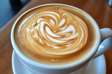 Fluffy whipped latte coffee