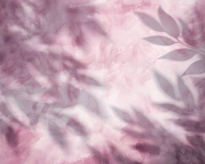 Obraz premium A soft, abstract background with pink hues and leaf shadows, ideal for design projects.