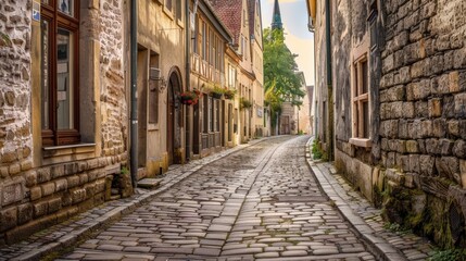 Obraz premium Historic cobblestone street in an old European town