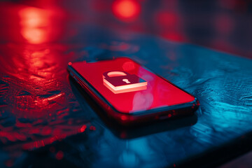 Mobile Protected with Padlock Highlighting Cyber Safety Online Privacy and Secure Technology Use Against Threats