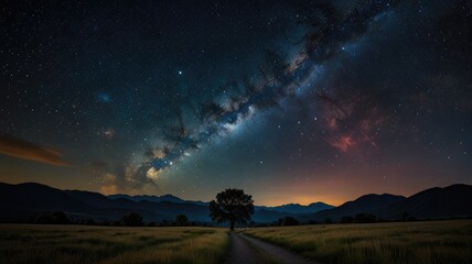 Fototapeta premium black wallpaper,Starry night sky with glowing distant planets