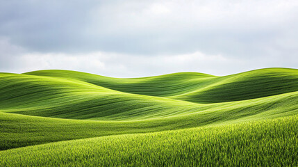 lush rolling green hills stretching across the landscape under a soft cloudy sky creating a peaceful and scenic natural view
