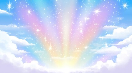 Fototapeta premium Dreamy Sky with Sparkling Stars and Colorful Light Effects