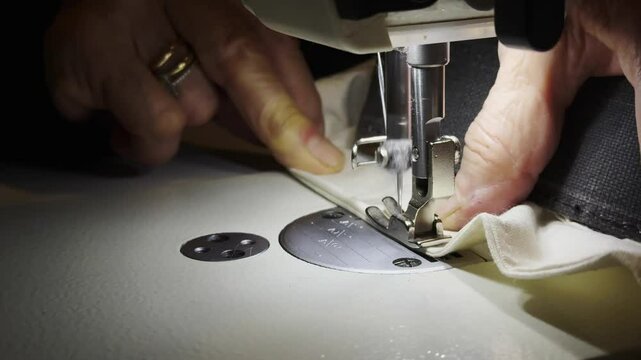 Sewing a Zipper into Thick Fabric with a Sewing Machine in The Tailor Shop