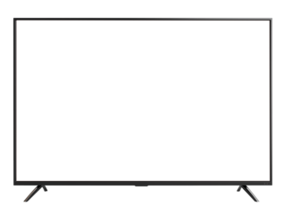 Flat screen TV frame with transparent screen and background (png image), useful for TV design templates