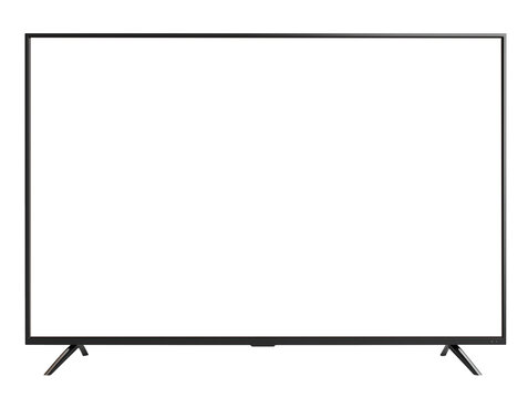 Flat screen TV frame with transparent screen and background (png image), useful for TV design templates