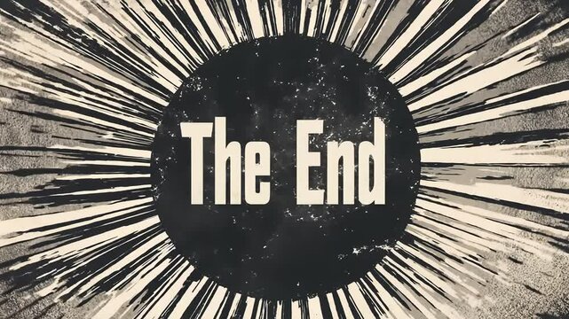 Cartoon style animation isolated usable for the end of videos. Drag and drop use. Black and white effect. Vintage style.