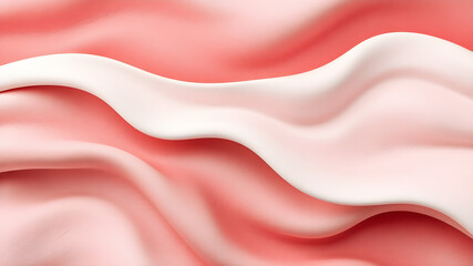 Obraz premium Wavy abstract forms in light frosty white and faded cherry red, with smooth matte textures and natural shadows for a clean, balanced backdrop