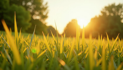 Fototapeta premium Golden Grass at Sunset: Nature's Embrace