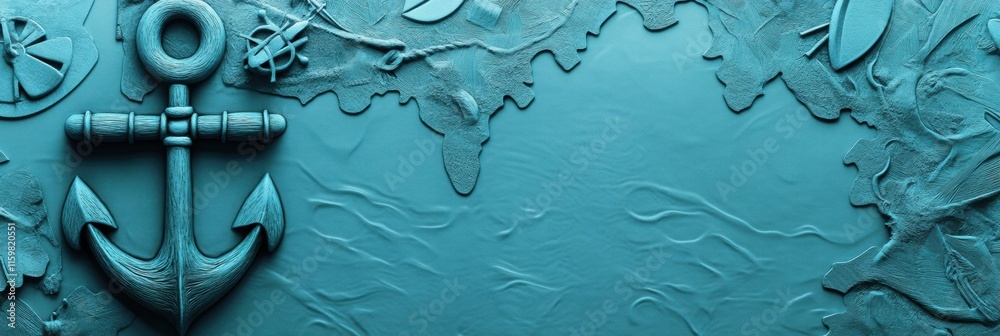 Leinwandbilder Nautical map background with anchor for creative nautical design and text placement. Generative AI