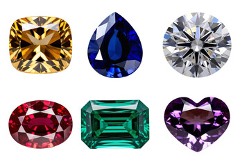 Fototapeta premium Collection of gems isolated on white background