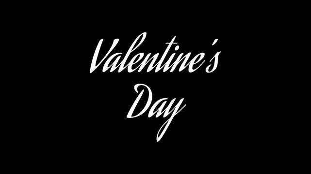 Valentine's Day Handwritten Animated Text in white Color. Celebrations, decorations, greeting cards, Lettering.