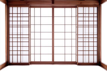 Shoji a classic Japanese door window or room divider set against a white background