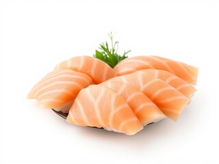 Sushi salmon slices isolated on white background, Japanese cuisine, Japanese, fresh