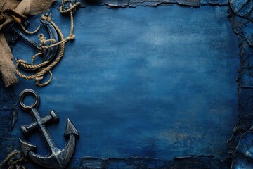 Nautical anchors and map background with space for text and creative designs in a coastal theme. Generative AI