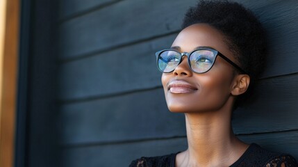 Contemplative Woman in Stylish Glasses