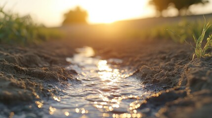 Obraz premium Bright Rural Scene with Water and Textured Ground