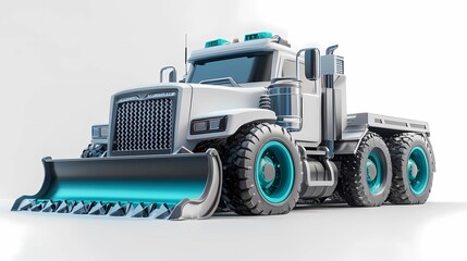 Snow-clearing vehicle pushing snow off the streets, ensuring clear routes for drivers, depicted in a clean and minimal illustration style