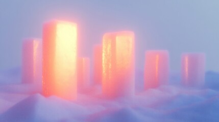 Fototapeta premium Futuristic neon cityscape with glowing gradient colors for digital design and prints