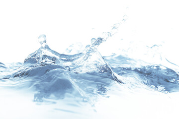 Vibrant blue water splash with a rising droplet and rippling surface, featuring bold black contrast elements on a clean transparent background