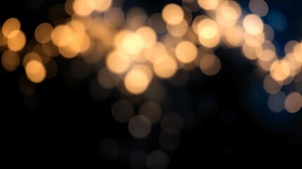 Fototapeta premium A de-focused abstract background featuring shimmering glitter lights in blue, gold, and black hues.