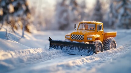 Snowplow clearing snowy roads, essential for winter road maintenance operations.