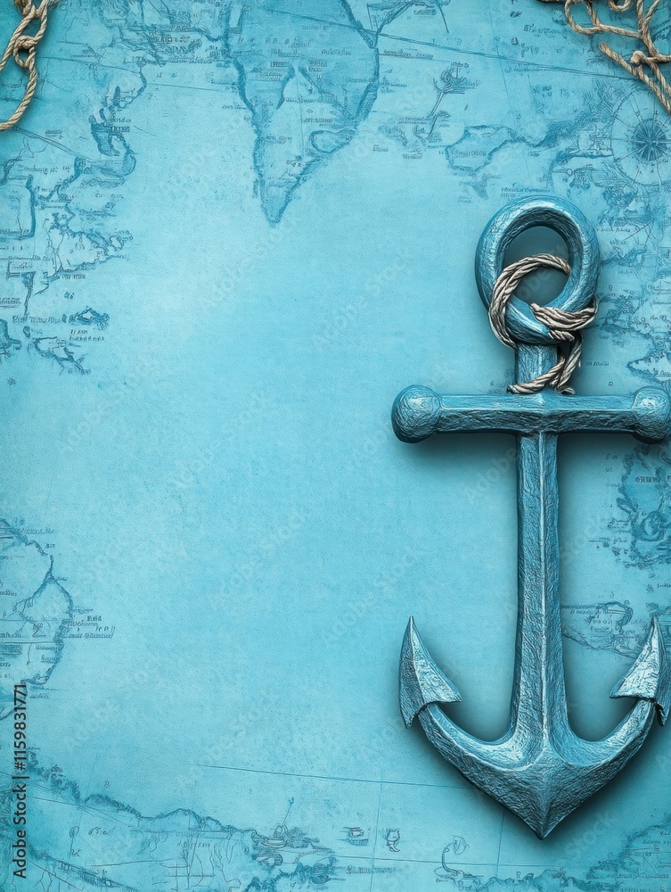 Aufkleber nautical theme background featuring anchor with detailed map for creative projects or invitations. g
