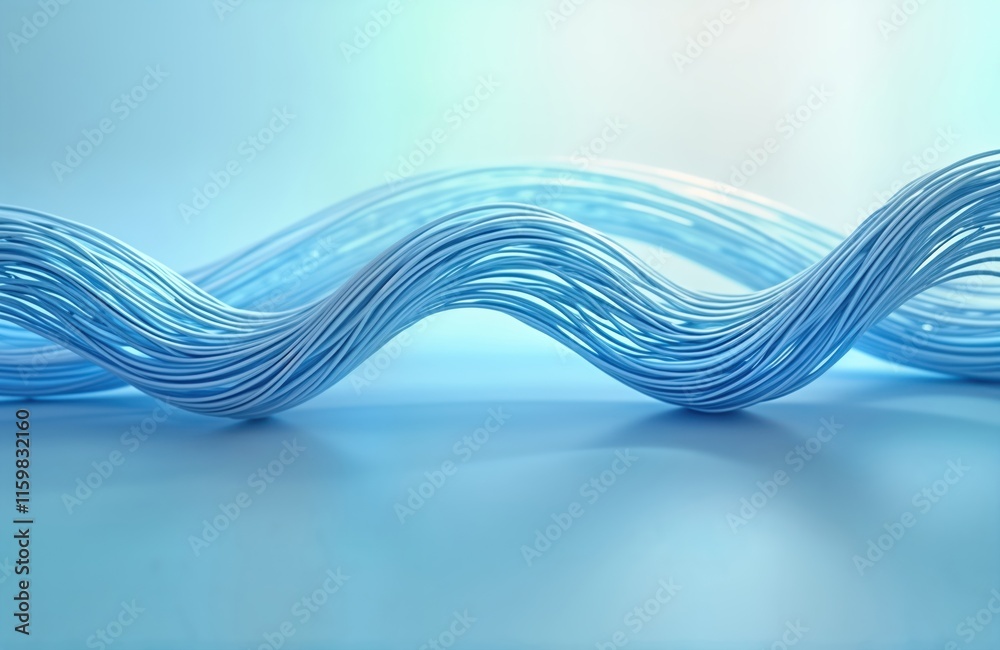Fototapete abstract light blue spiral pattern made of multiple interconnected wires on light blue background. d