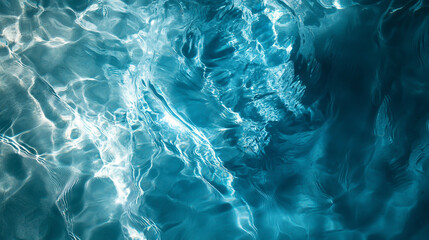 Fototapeta premium Blue Swimming Pool Water Ripples with Sunlight Reflection, Abstract Texture for Banner Design