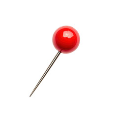 Single Red Ball Head Sewing Pin with Thin Metallic Shaft