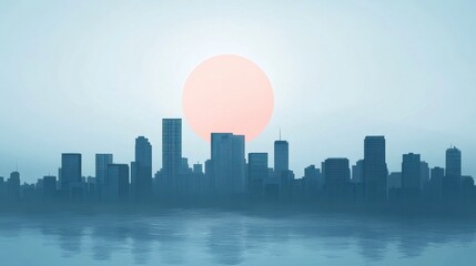 Fototapeta premium Soft Light Cityscape with High Contrast Infographic Background