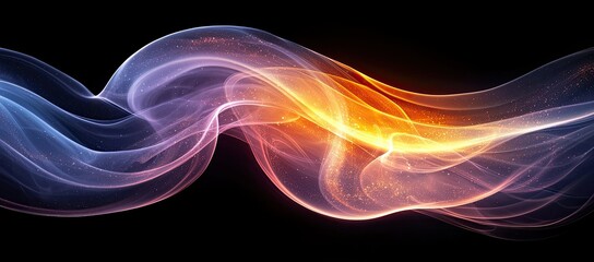 Fototapeta premium Abstract flowing waves of light in vibrant colors against a dark background.