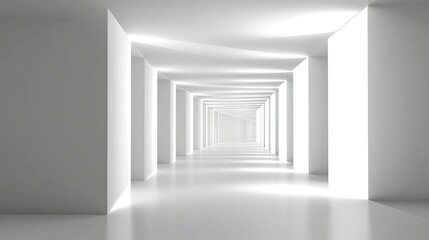 Fototapeta premium Futuristic Minimalist Hallway with Bright White Interior Design