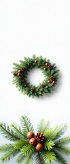 Wreath made of evergreen branches and pinecones , holly, outdoor decor, wreaths