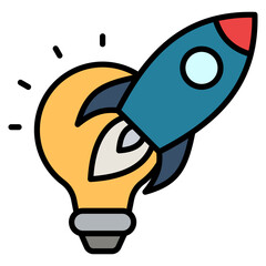 Rocket Launch Icon Element For Design