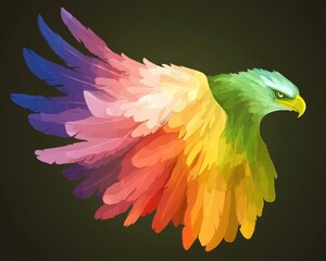 Obraz premium A colorful, stylized illustration of a majestic bird with vibrant feathers.
