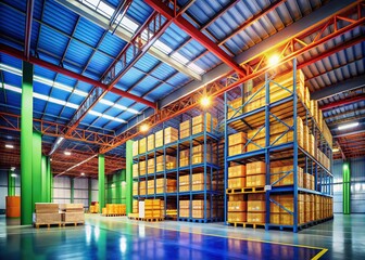 Empty Warehouse, Logistic Center, Storage, Distribution, Copy Space