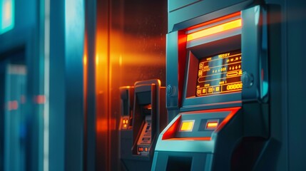 Retro futuristic neon arcade game machine display with vibrant glowing lights abstract geometric patterns and a bold contemporary digital aesthetic  This image evokes a cyberpunk