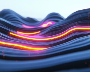 Abstract waves with glowing lines creating a dynamic visual effect.