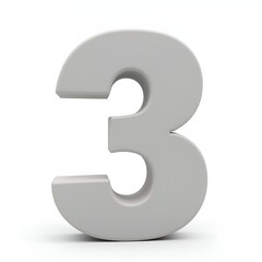 Fototapeta premium 3d silver number 3, three