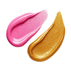 Fototapeta premium Shimmery Cosmetic Cream Smears in Pink and Gold