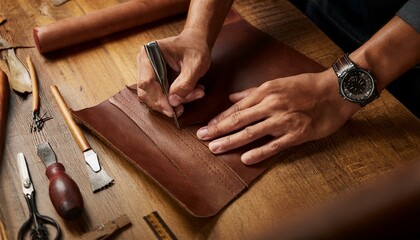 The rhythmic sound of the needle piercing the leather is soothing.  