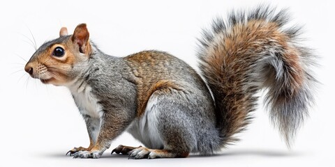 Obraz premium Gray Squirrel Cutout - White Background, Copy Space